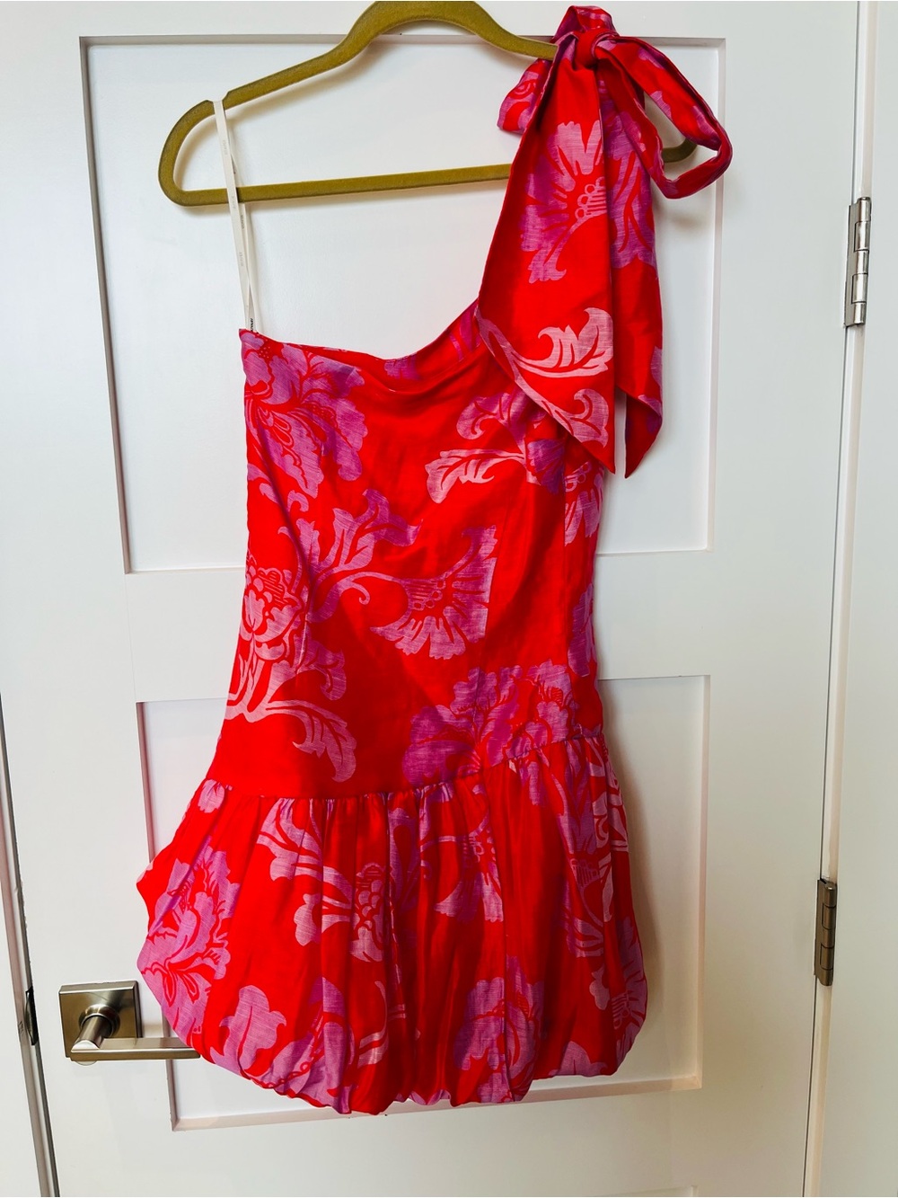 Kivari Red Dress with Lavender Floral Accents